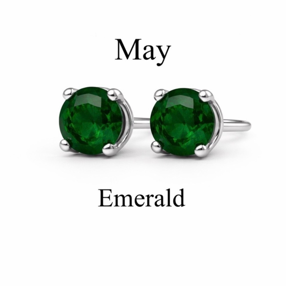 Emerald Green Birthstone S925 Mini Stud Earrings - Picture 1 of 2